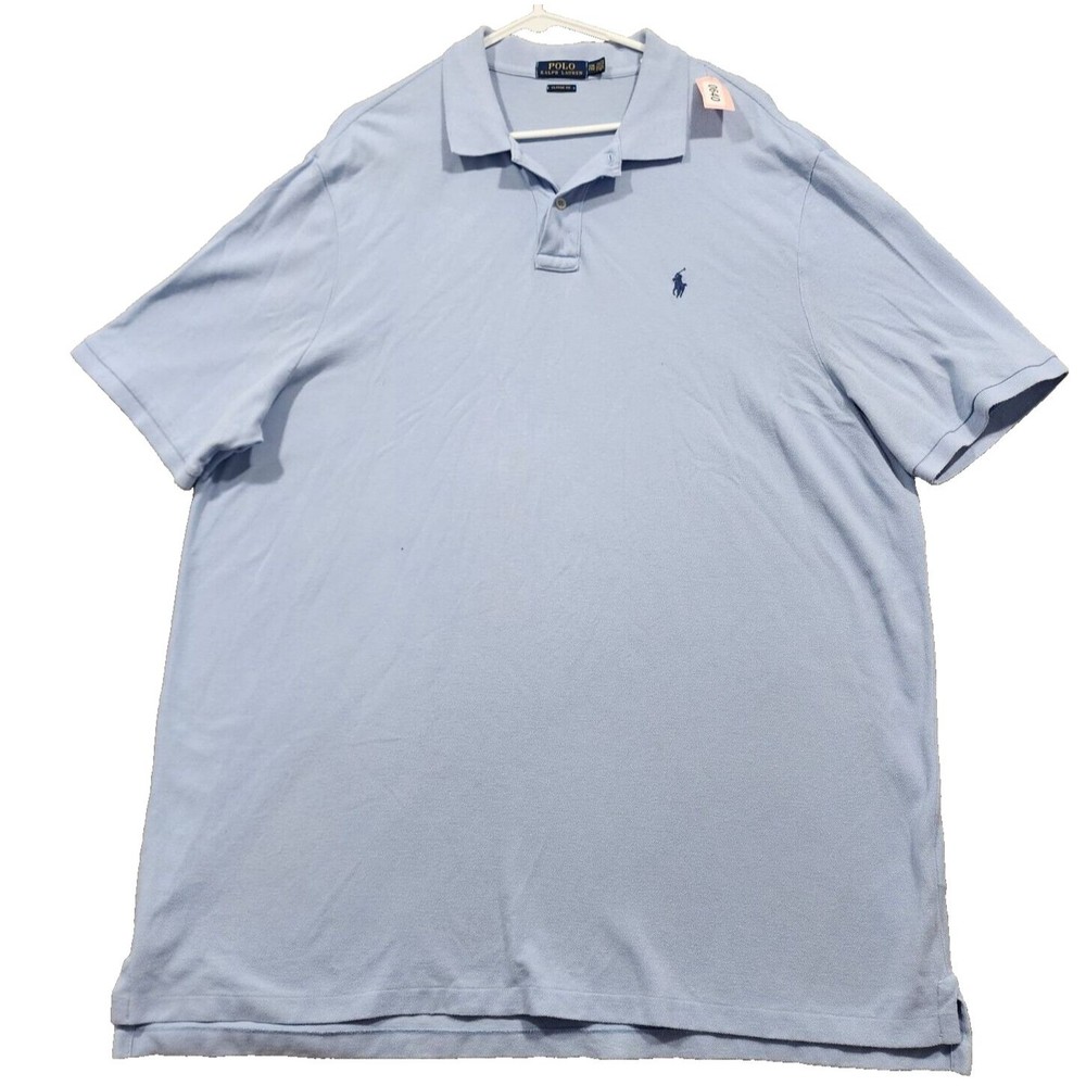 Polo Ralph Lauren Polo Shirt Mens 2XL Blue Solid Classic Fit 100% Cotton